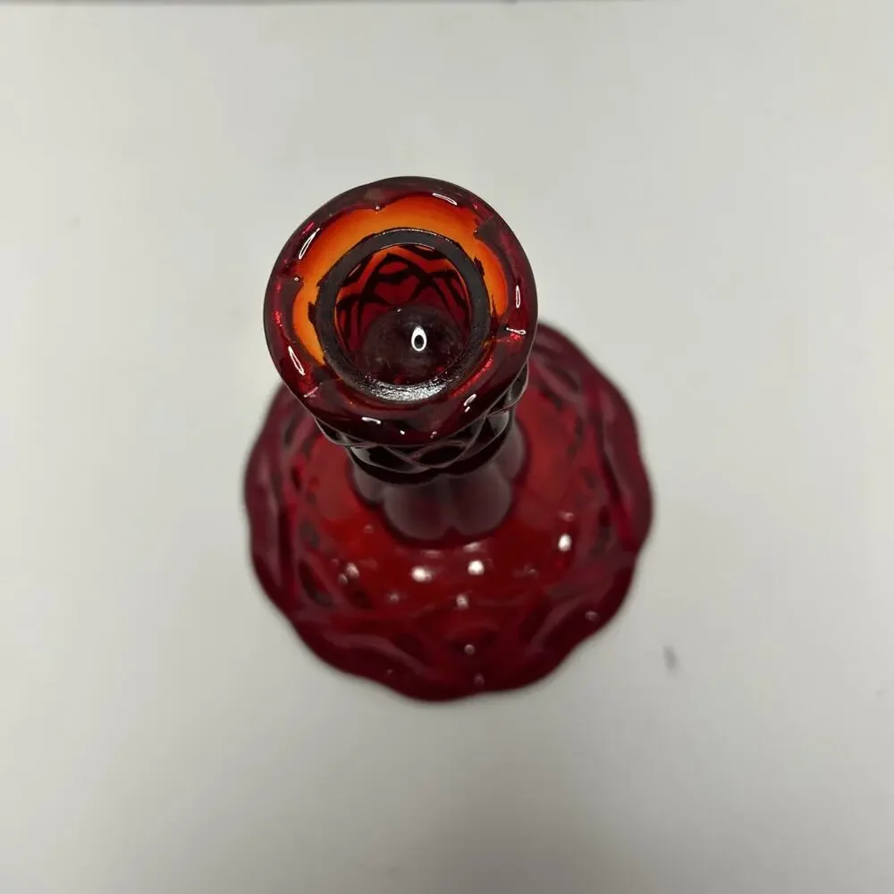 Vtg Viking Glass Ruby Red Diamond Quilted Taper 6